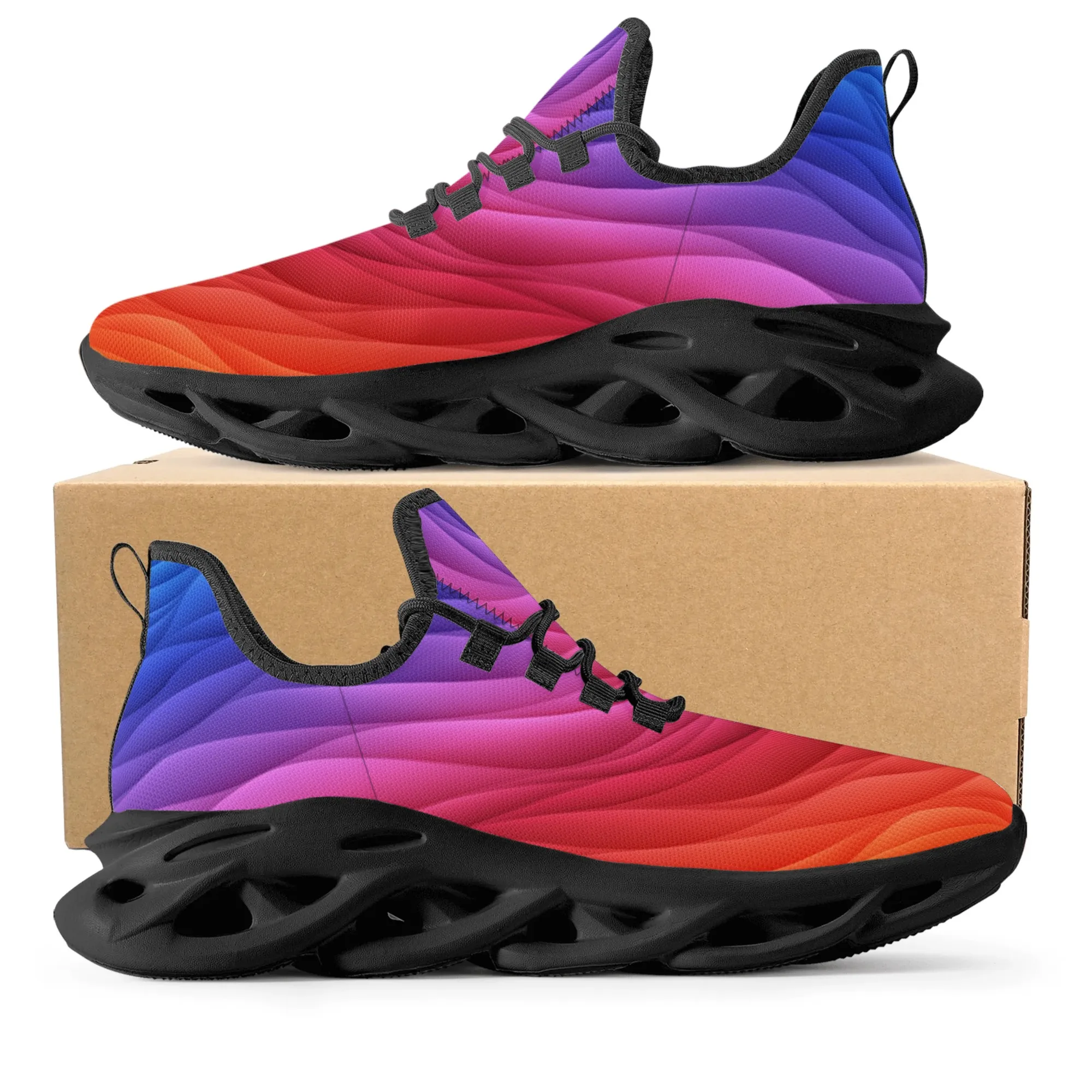 Colorful Rainbow Design Fashion Hot Sneakers Mens Womens Teenagers Breathable Mesh Casual Running Shoes Lace-Up Basketball Shoe