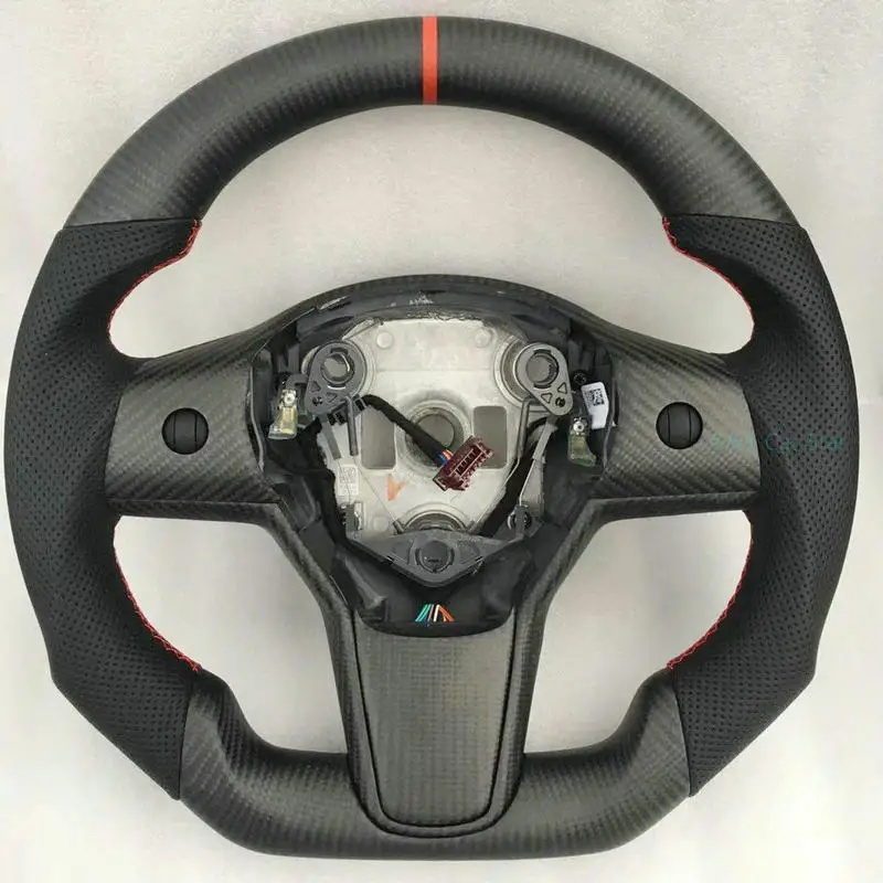 Акция руль из натурального углеродного волокна/кожи для Tesla Model 3 | Автомобили и