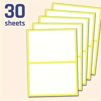 30 fogli di adesivi, etichette dei prezzi da 3,07×4,65 pollici, etichette di carta autoadesive - etichette adesive per cartelle, bianco opaco