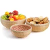 Natural Wicker Storage Basket Round Bamboo Bread Basket Fruit and Vegetable Storage Box Home Farmhouse Decor 2