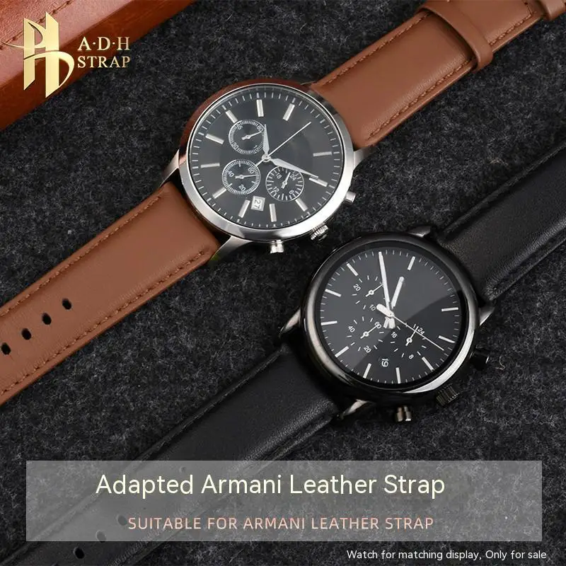 Calfskin Strap Soft For Armani Ar60007/60008 2433 2434 1507 1508 Men'S Leather Watch Band Quick Disassembly Watch Accessories