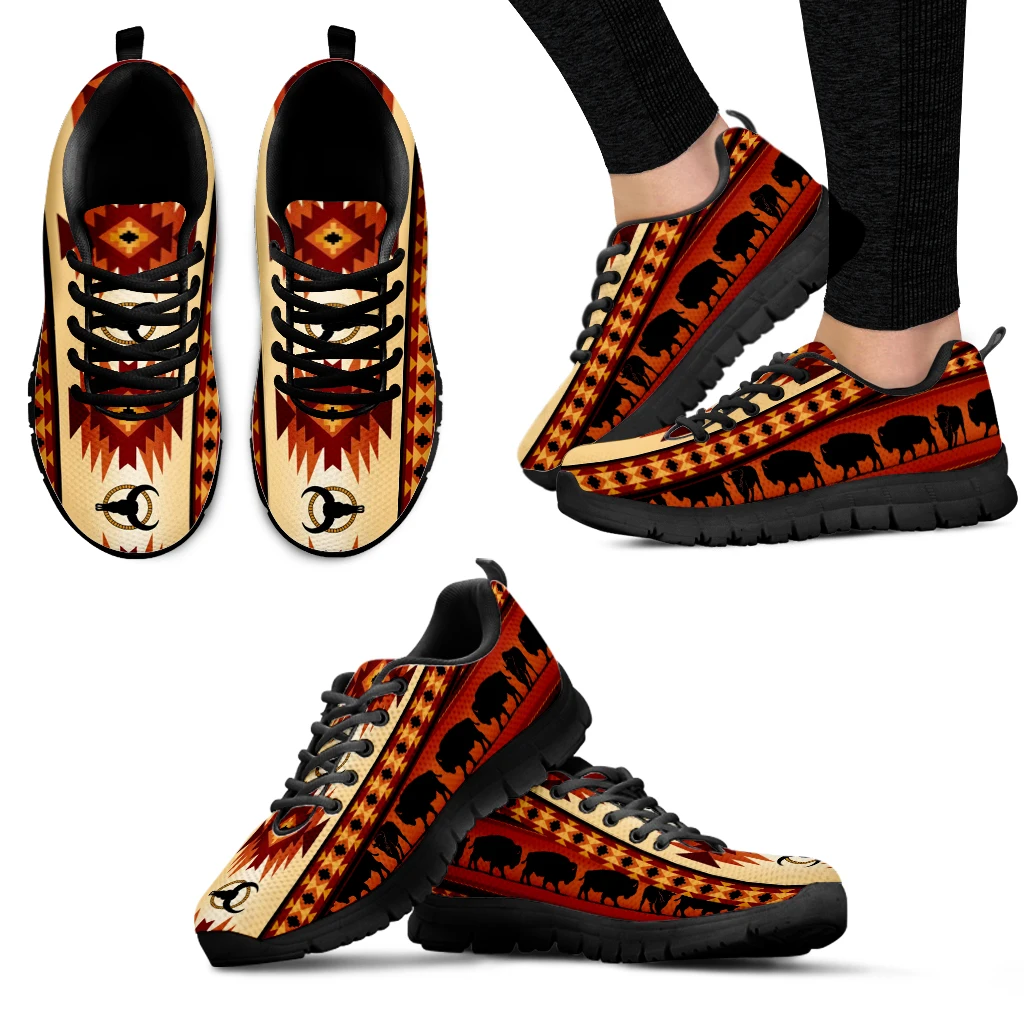 

INSTANTARTS Ethnic Tribal Fashion Sneakers For Women Tribal Cattle Totem Casual Sneakers Classic Aztec Sneakers Zapatos Mujer