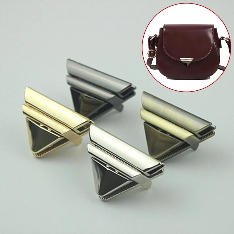 1pcs Metal Triangle Press Lock Fashion Switch Lock For DIY Handbag Bag Purse Luggage Hardware Closure Bag Parts Accessories