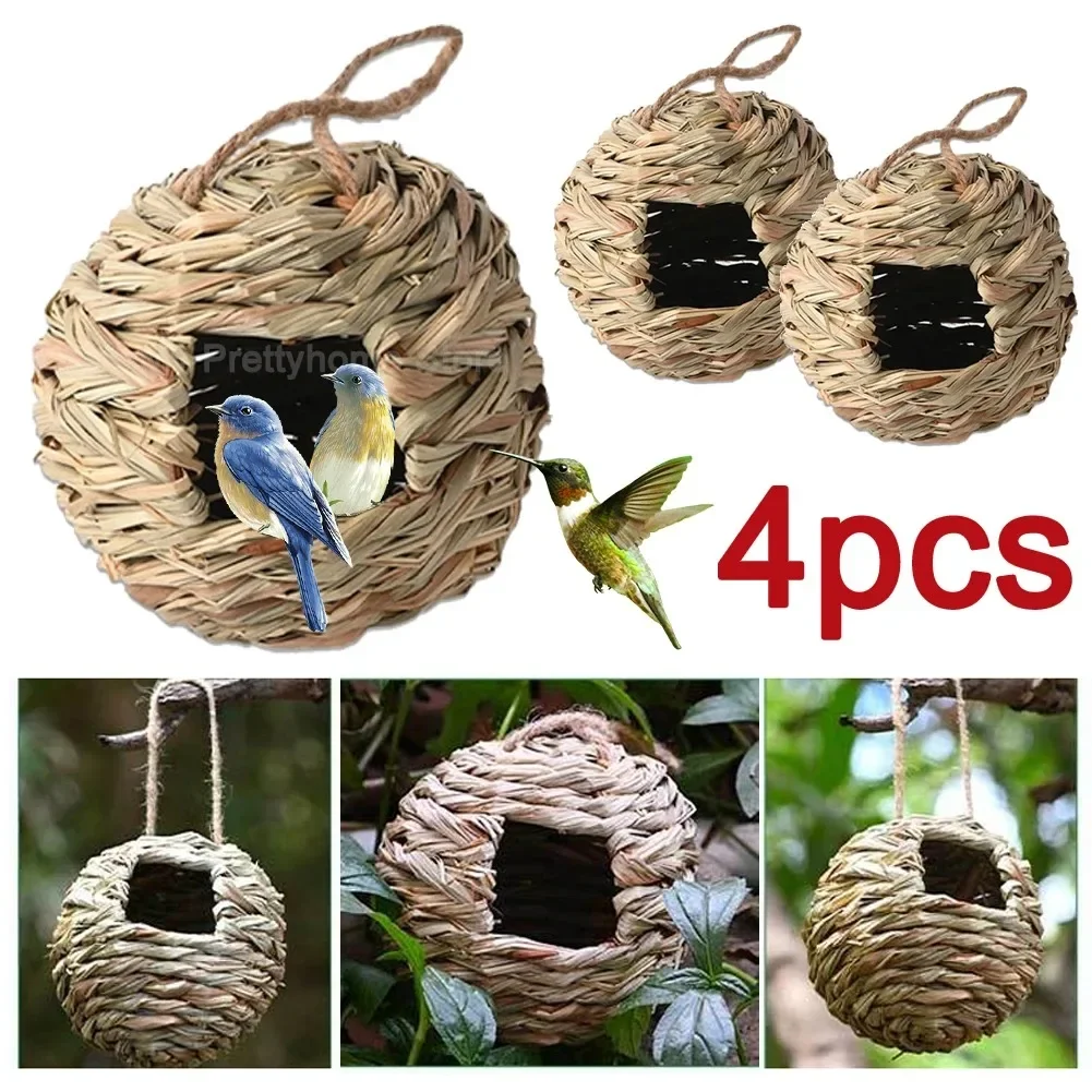 Hummingbird Nest House Birds Nest Bird Cage Hanging Bird House Hand-woven Hung Straw Natural Grass For Garden Patio bird house,bird cage,bird nest