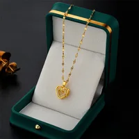 Collier avec pendentif en forme de cœur battant en cristal pour femmes, mode coréenne, chaîne de clavicule en acier inoxydable, bijoux de mariage Sexy 5