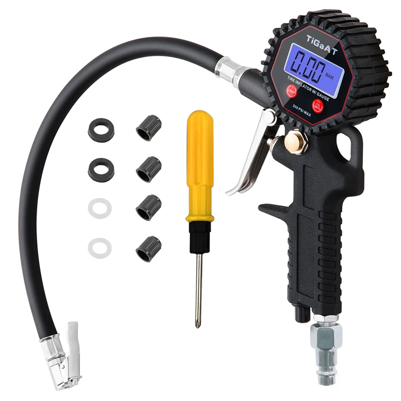 

200PSI Tire Inflator with Pressure Gauge EU 1/4" Tire Air Gun Auto Tyre Filling Gun Digital Display Wheels Tire Parts CE