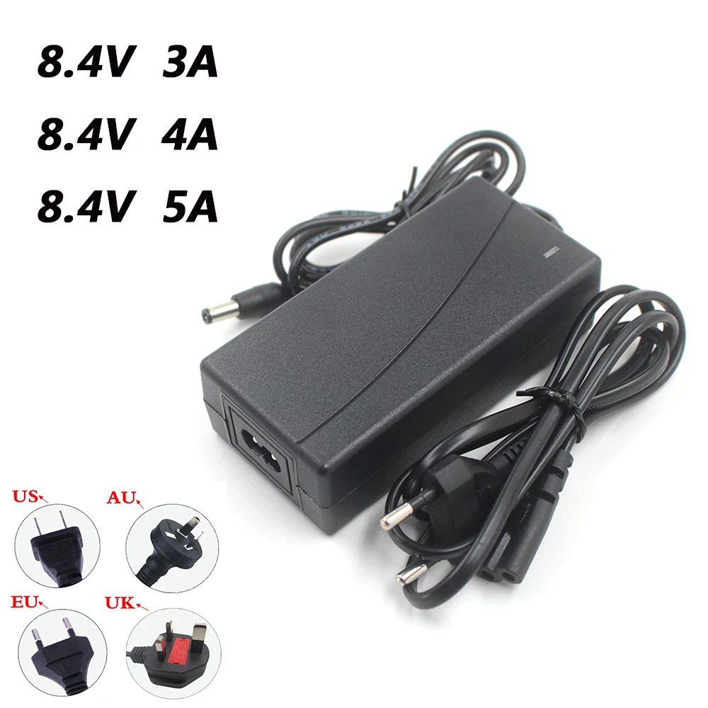

8.4V 3A 4A 5A Intelligence Lithium Li-ion Battery Charger for Lithium Polymer Battery Pack EU US UK AU Plug Dc3.5*1.35mm