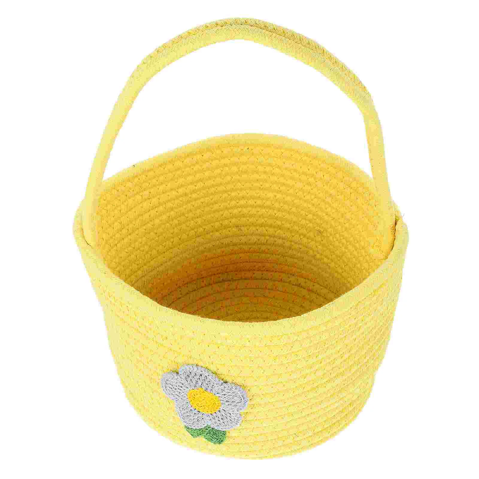 

Woven Storage Basket Flower Baskets for Weddings Holder Weaving with Handle Hand-made Girls Cotton Rope Hand-woven Child Small
