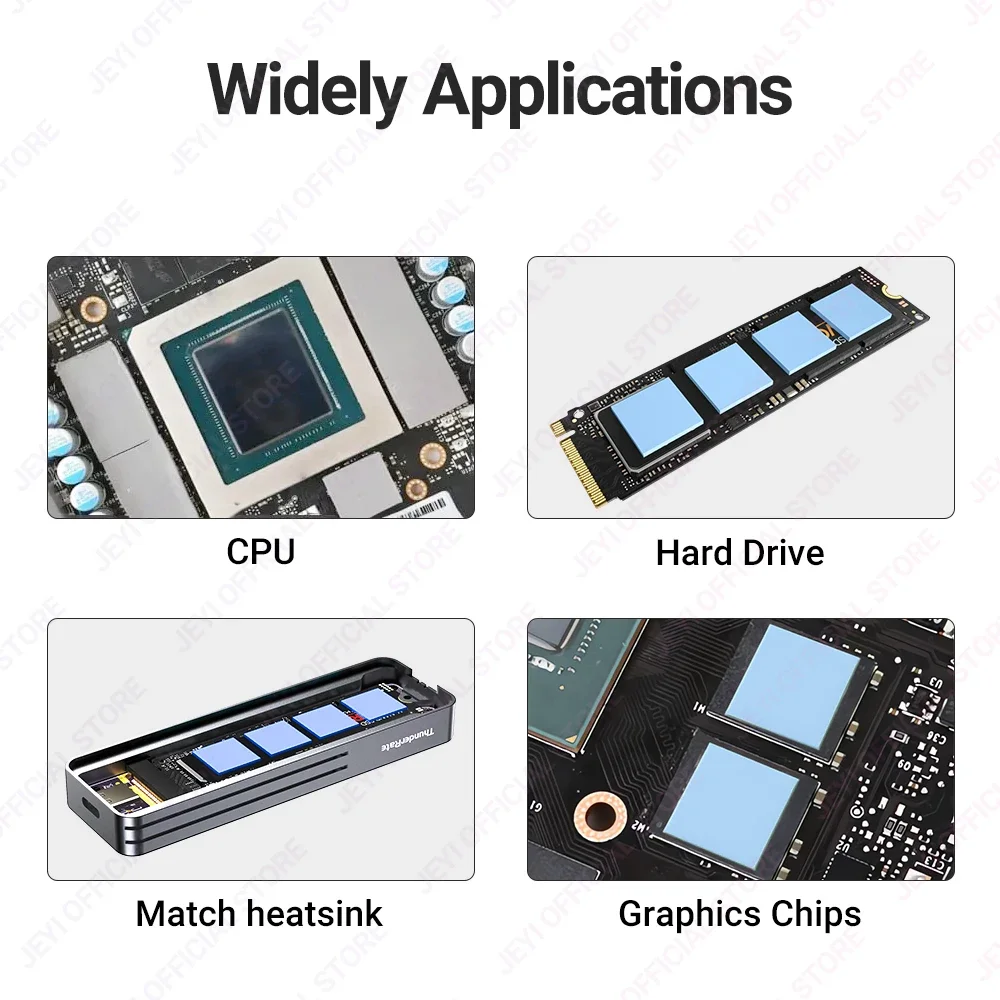JEYI 6/8 팩 실리콘 열 패드 100x100mm, 노트북 방열판 CPU GPU IC LED 쿨러 용 내열성 전도도 6.0W/mK