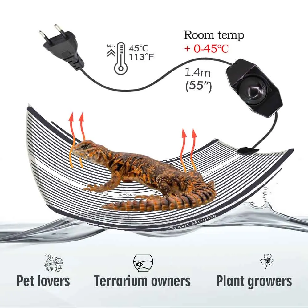35W-5W Reptile Heat Mat Plant Heating Pad for Indoor Garden Planting Greenhouse Warmer Thermostat Temperature Control Waterproof