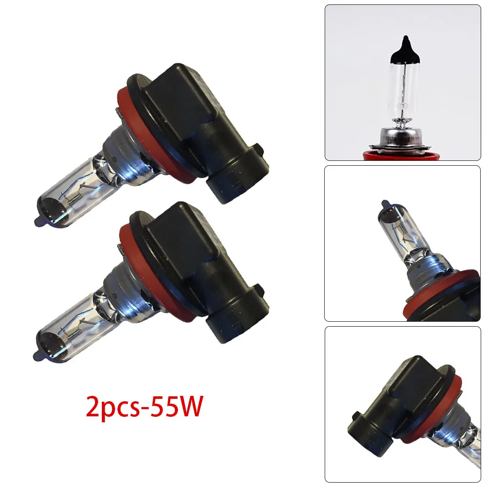2pcs Car H11 12V Halogen Bulbs 55W 6000K Super Bright Ultra White Fog