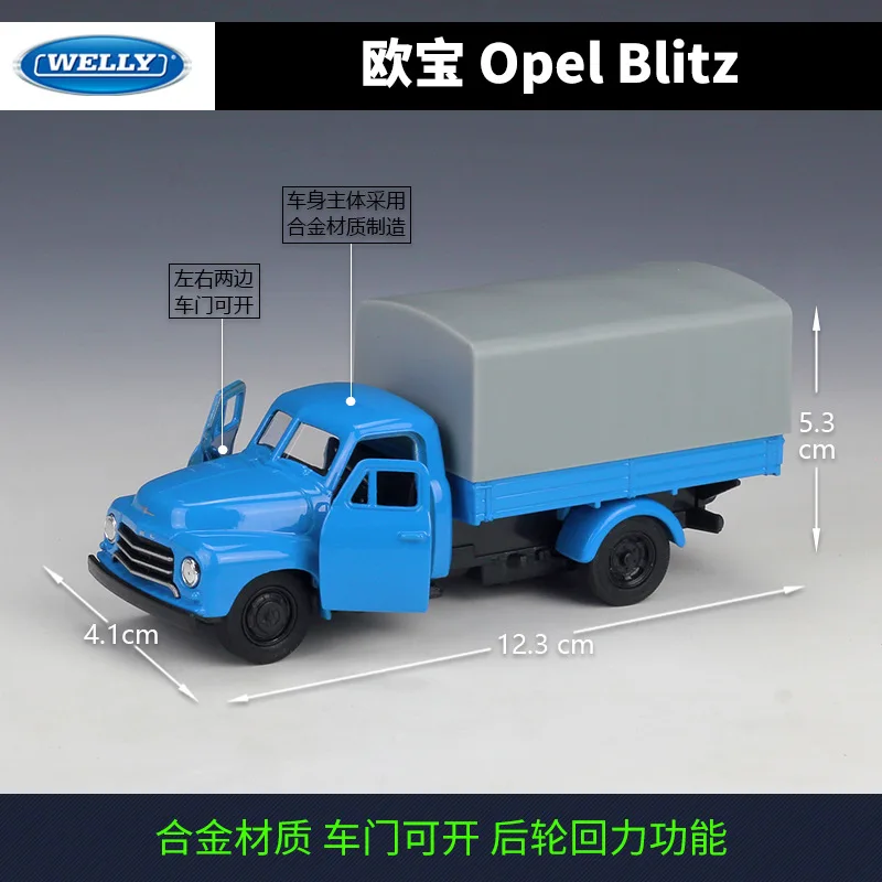 WELLY 1:36 Scale 1952 Opel Blitz Diecast Metal Truck Model Toy Vehicles Car Model Collection Boys Toy for Childrens Gift B739