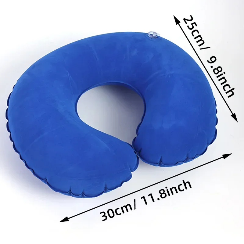 Portable Inflatable Travel Cushion - Comfortable Plush Neck Support Pillow