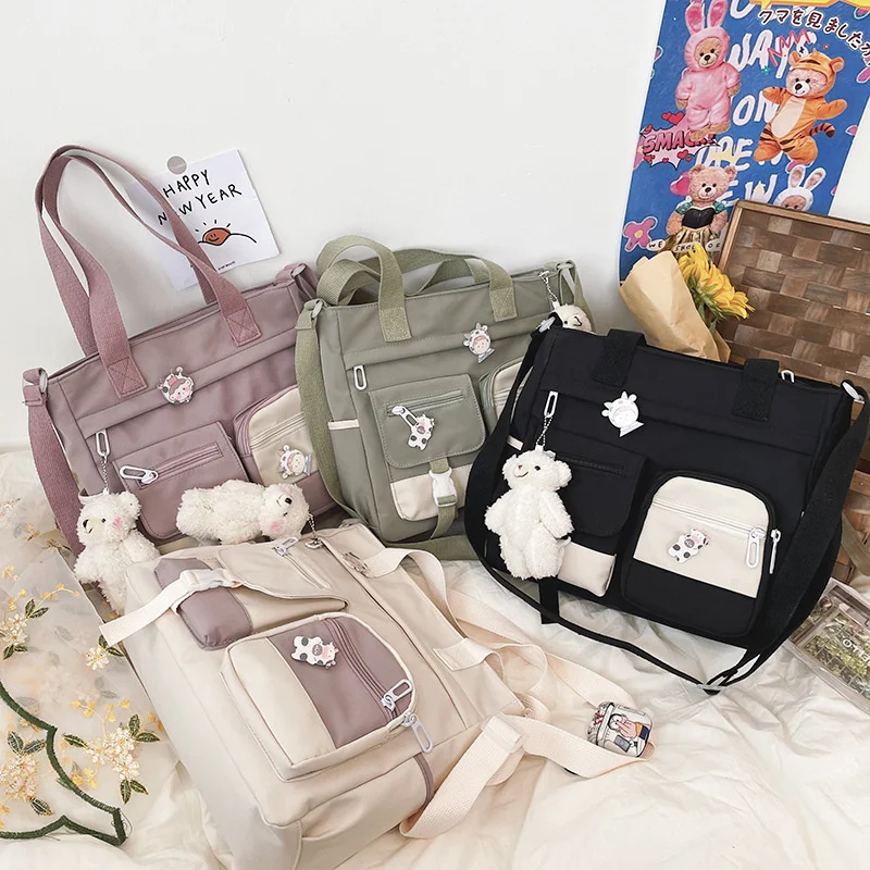 

Новинка 2023, вместительная Холщовая Сумка, женская сумка через плечо в японском и студенческом стиле, универсальная сумка-мессенджер для кампуса