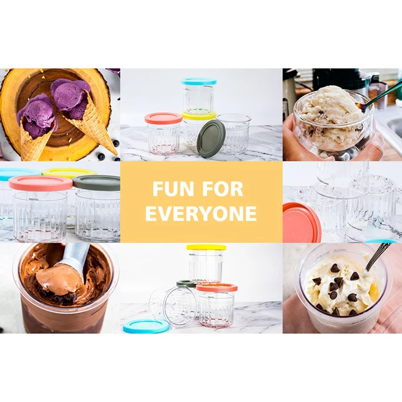 4PCS Ice Cream Pints And Lids For Ninja Creami NC301 NC300 NC299AMZ Series Ice  Cream Storage Containers Food Freezer Accessories - AliExpress