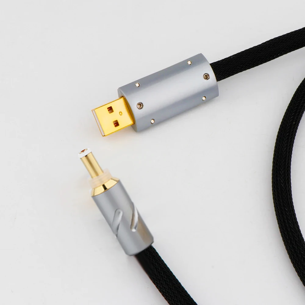 Monosaudio 구리 실버 도금 오디오 애호가 DC 케이블, 선형 업그레이드 케이블, USB to DC 플러그, DC 플러그 오디오 케이블, 14AWG OCC