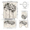 4pcs Minimalist Black Line Charm Ladies Bathroom Set Including Waterproof Shower Curtain Applicable For Full Bathroom Scenes 2