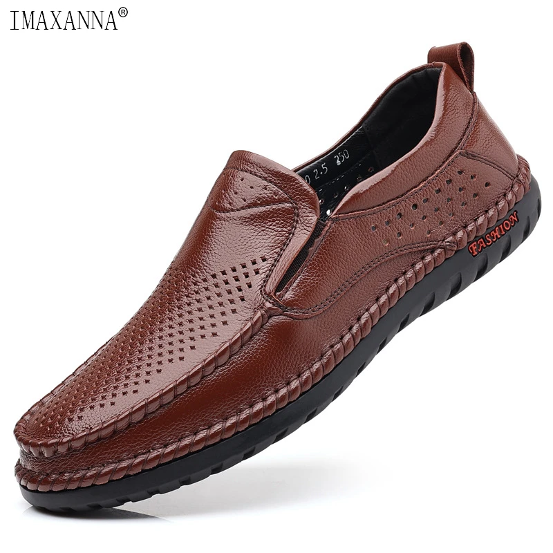 

2022 New Leather Shoes For Man Business Casual Sandals Breathable Genuine Leather Casual Shoes Soft Walking Shoe Outdoor Loafers