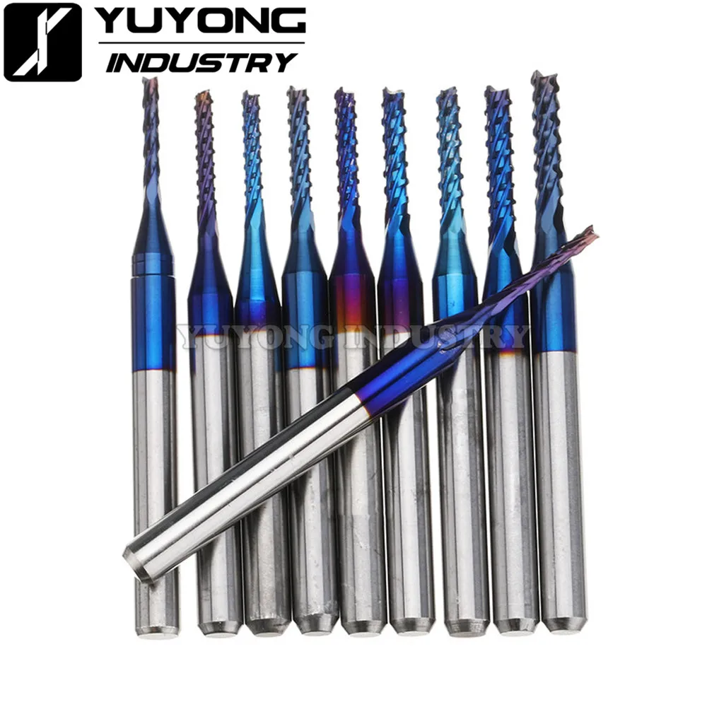 

Набор концевых фрез с голубым нанопокрытием, 0,5-3,175 мм, 10 шт.