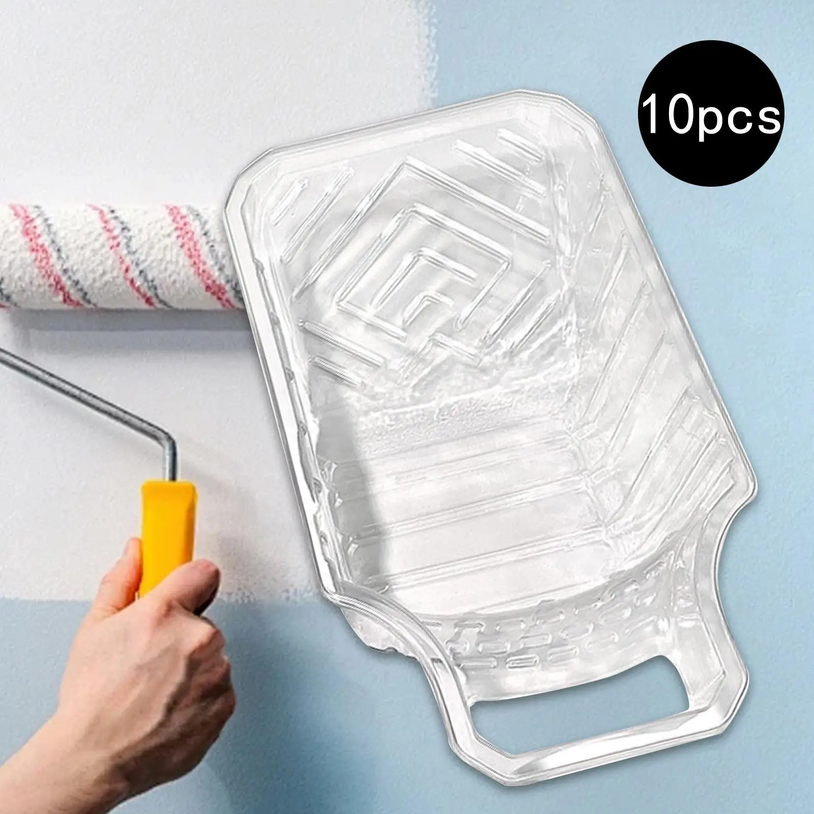 Paint Tray Liners Large Roller Brush Holder Set Reusable Plastic Pads for Furniture House Ceiling Painting