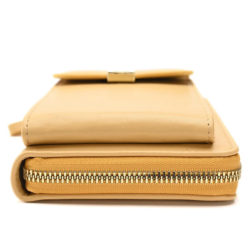 Women's Crossbody Long Purse Bag zipper solid color Shoulder Bag Multi-functional Wallet PU Leather long phone handbag