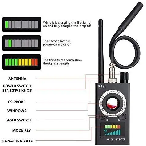 Professional RF Signal detector Anti-spy Detector Camera GPS Signal Lens RF Tracker GSM Audio Bug Finder GPS Scan ing