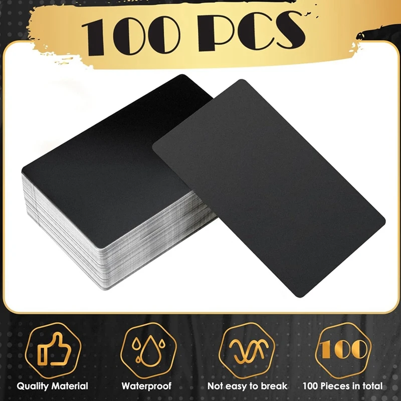 100 Pcs Matte Black Metal Engraving Blanks Aluminum Sheets For Business Cards DIY Gift Cards Laser Engraving