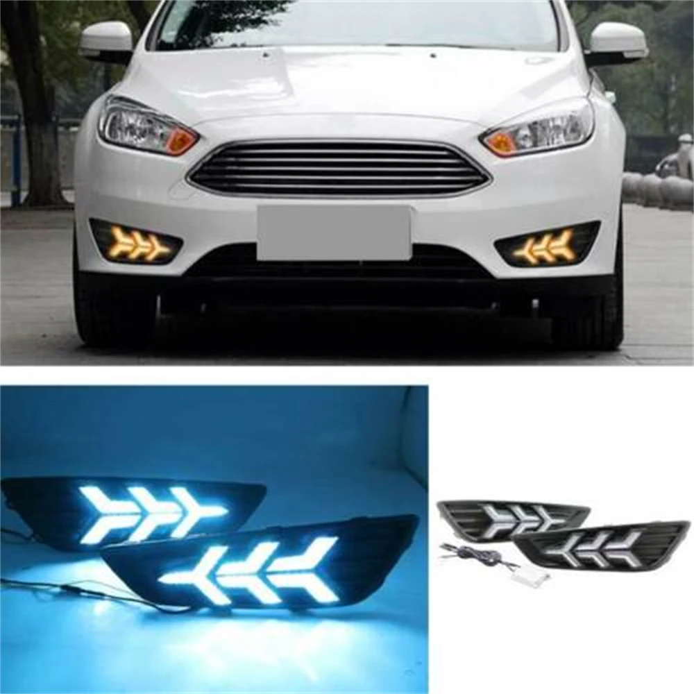 

Turn Indicator Daylight For Ford Focus 2018-2019 Accessories ST LINE Style Front Bumper Fog Light Turn Signal Two/Three Color