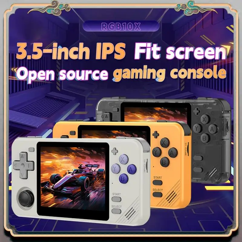 A46M-RGB10X Handheld Game Console 3.5 Inch IPS Screen 16+128GB Open Source For GBA GBC PSP NDS Simulator Video Game Console