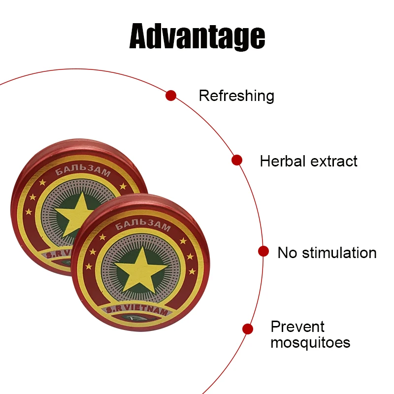 2PCS Vietnam Gold Tower Star Tiger Balm Cream Natural Herbs Itching Mosquito Repellent