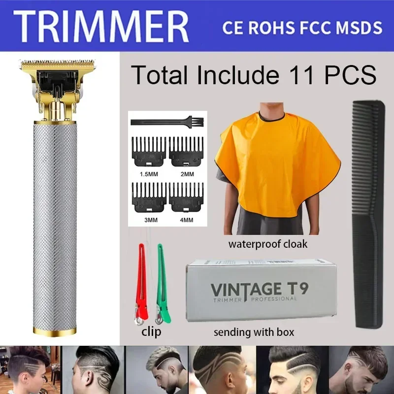 

2023 Rechargeable Vintage T9 Hair Cutting Men's Electric Shaver New Hair Trimmer Beard Clipper Barber Hair Cut Machine NW011