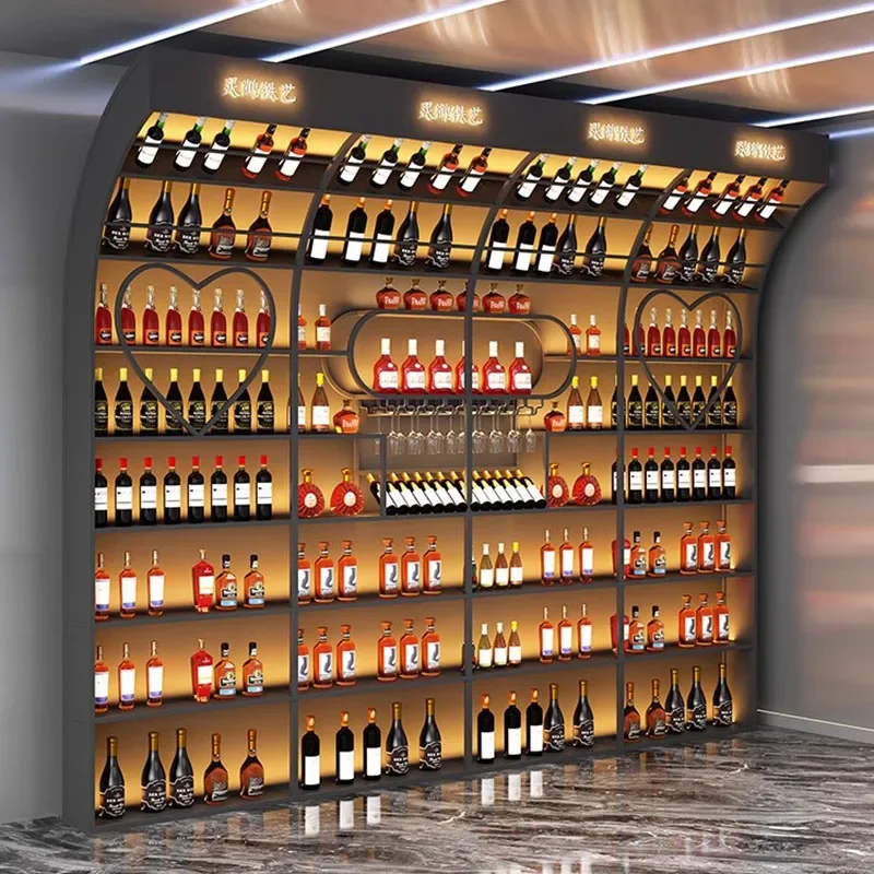 Canteen Bar Wall Furniture For Home Wine Cellar Mini Whisky Coffee Organizer Wooden Drinks Glass Showcases Black Cabinet Shelves