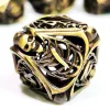 DnD Metal Dice Set - Hollow Bronze Skull Design, 7 Zinc Alloy Polyhedral Dice for Dungeons and Dragons RPG Games 3