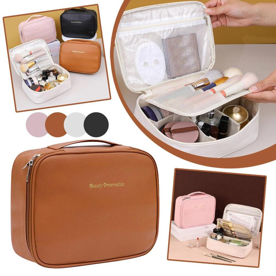  Women's Cosmetic Bag Makeup Bag Double Layer Large Capacity Luxury Cosmetics Organizer Travel Essentials Women's Cosmetic Bag 