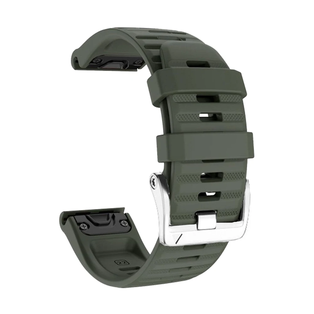 Premium Solar Silver Clasp Silicone Watch Band with QuickFit System