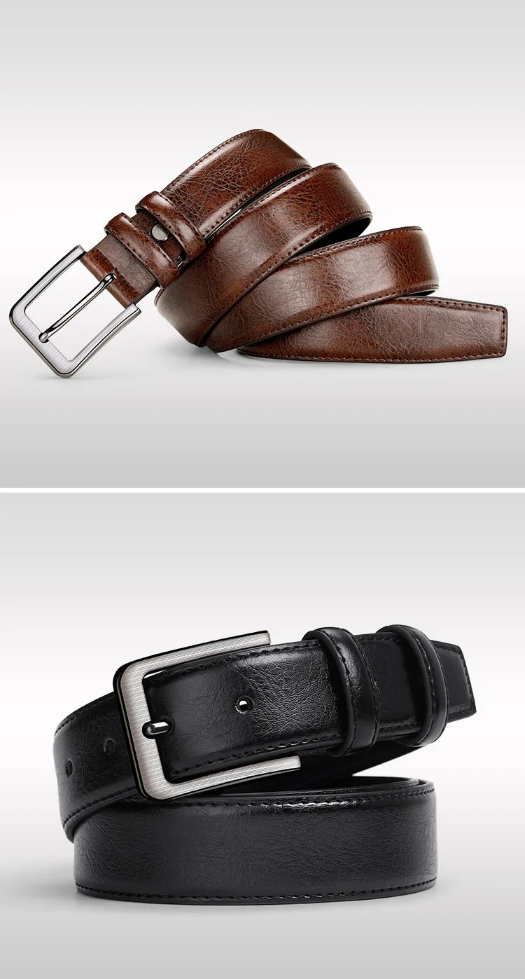 3,8 cm Herren PU-Leder Legierung Pin Quadratische Schnalle Gürtel 120 130 140 cm Business Freizeit Gürtel Alte Menschen Klassisch Schwarz Braun Gürtel – Detail 7