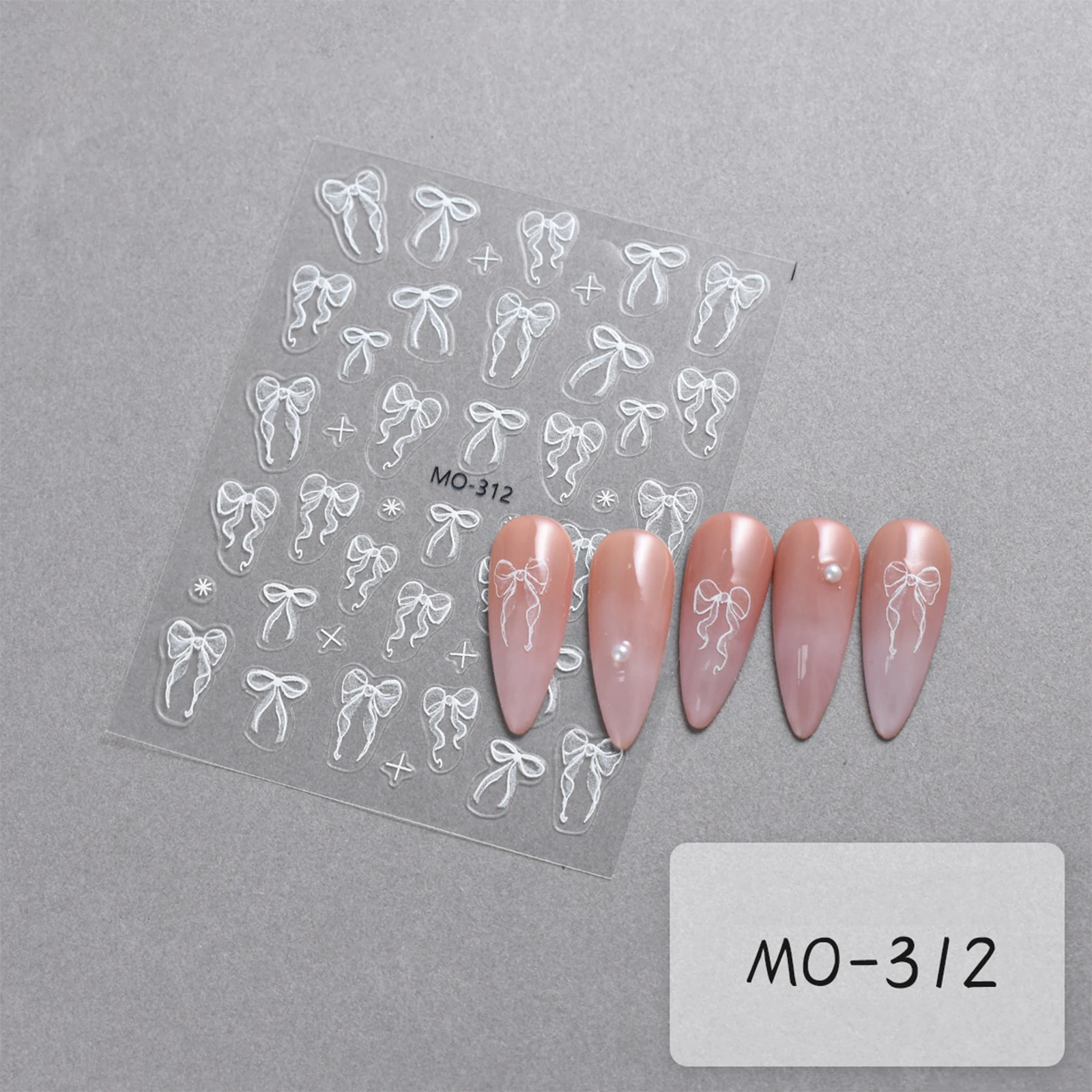 Nail Stickers Bowknot 3D Relief Ribbon Self-Adhesive Nail Art Decals For Tips Manicures