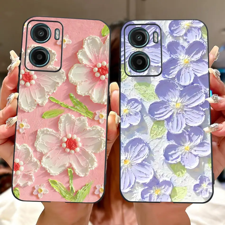 Floral Butterfly Black Silicone Soft Lightweight Phone Case