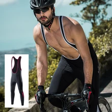 Santic uomo inverno ciclismo bavaglino stretto tenere caldo ciclismo bavaglino pantaloni lunghi pantaloni MTB termici bicicletta riflettente K7MC019H