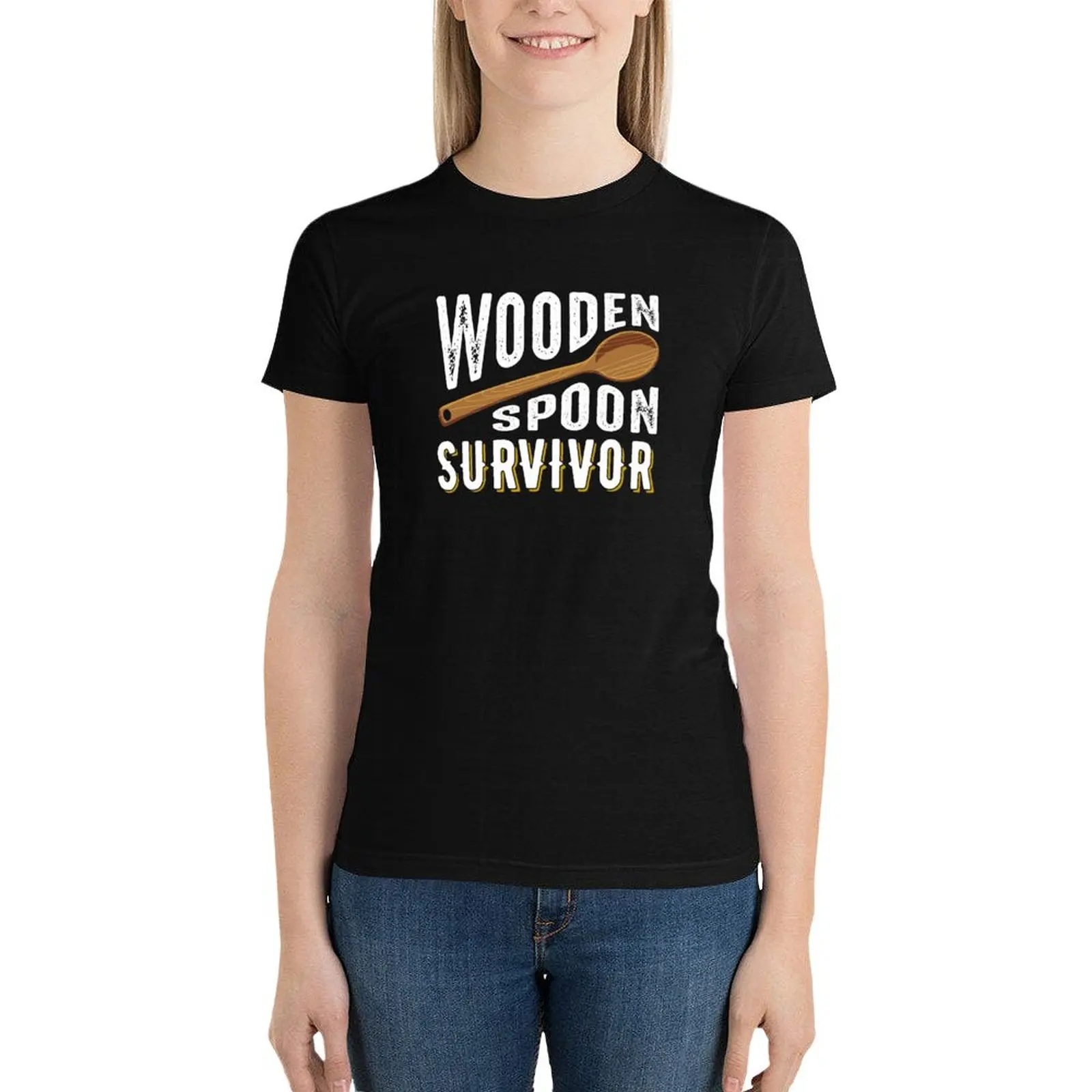 Best Wooden Spoon Survivor Ever T-Shirt graphics Short sleeve tee vintage clothes t-shirt dress for Women sexy