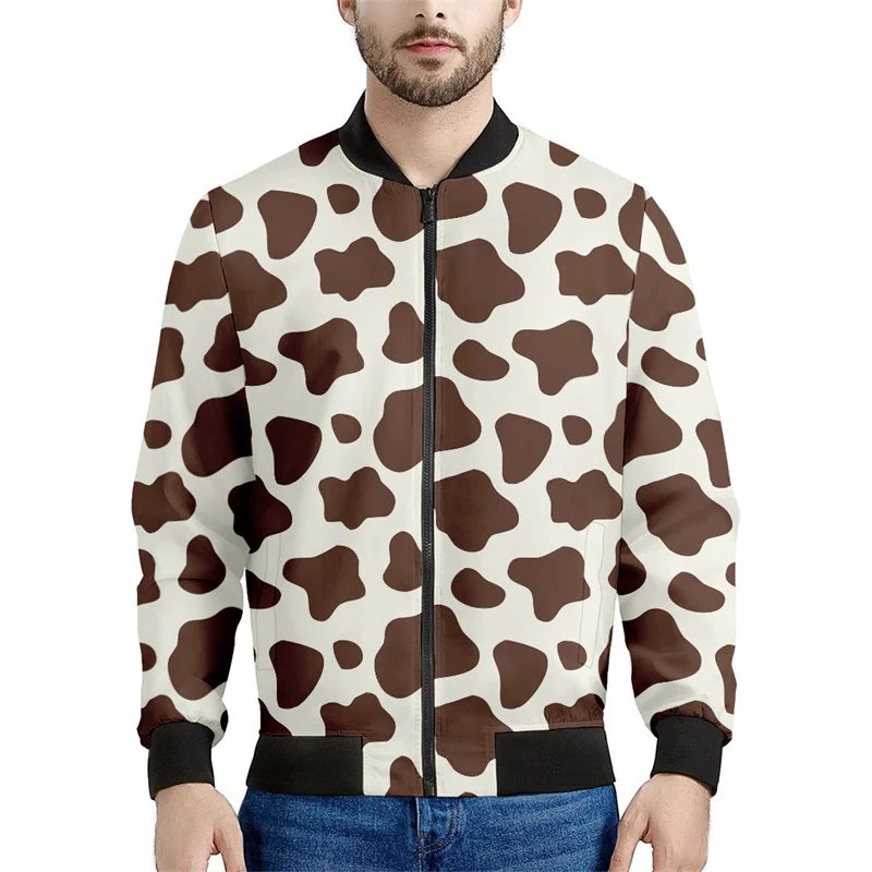 thumbnail image 1 of Chaqueta bomber con estampado 3D de vaca colorida para hombre y mujer, sudadera de primavera y otoño, chaquetas de calle de manga larga con cremallera, 1 of 4