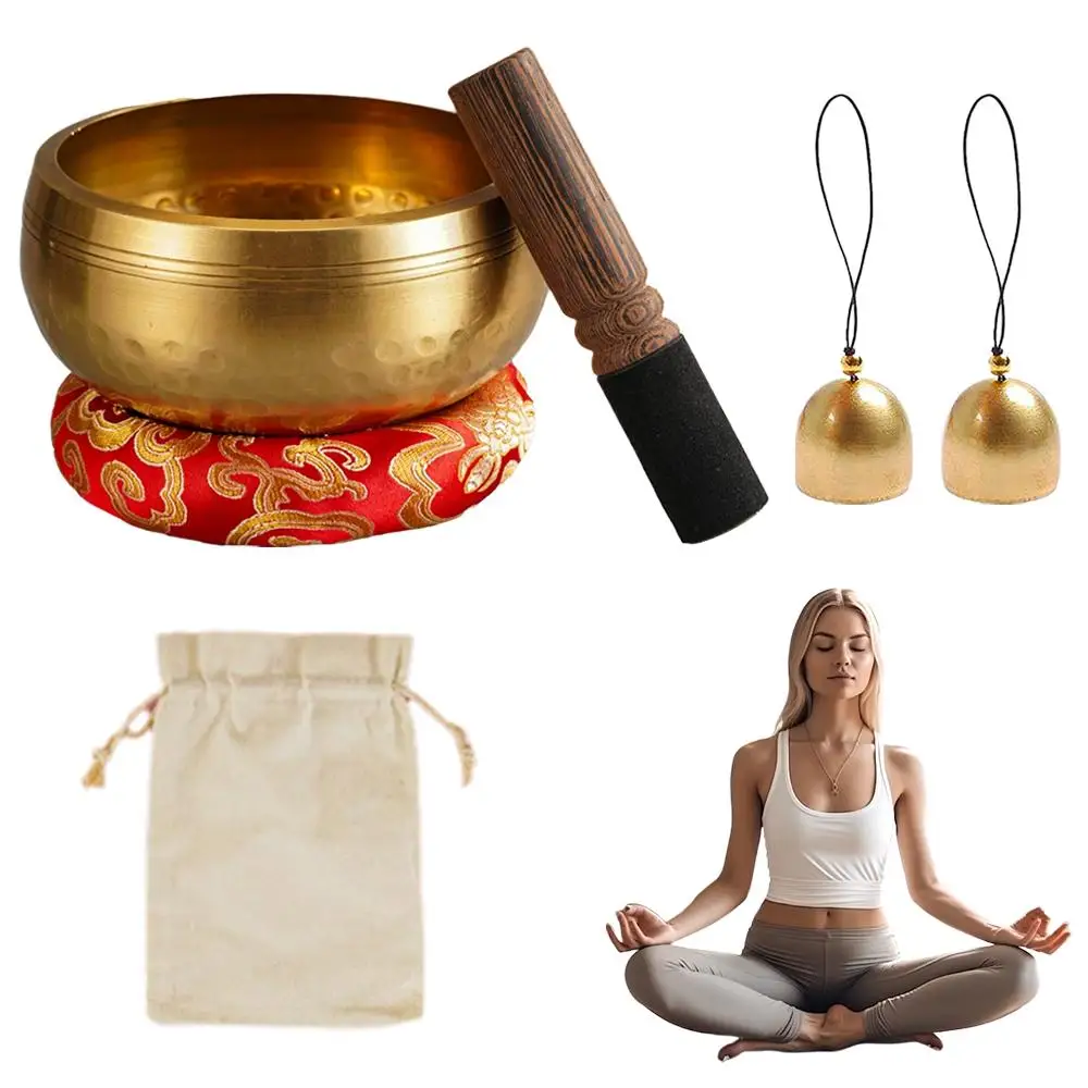 Singing Bowl Set Meditation Yoga Meditation Chanting Bowl Wind chime for Yoga Chakra Healing energy Mindfulness Stress Relief