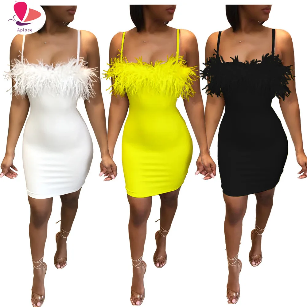 

New Fahion Sexy Strapless Backless Feather Black Midi Women Bodycon Bandage Dress 2024 Designer Fashion Party Club Dress Vestido