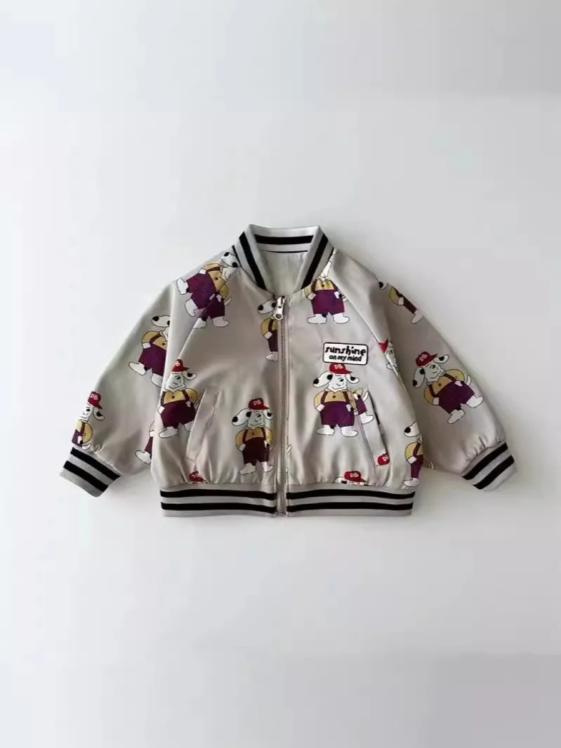 Autumn Baby Long Sleeve Cartoon Coat Children Double Sided Jacket Infant Girl Baseball Uniform Toddler Boy Cute Jacket