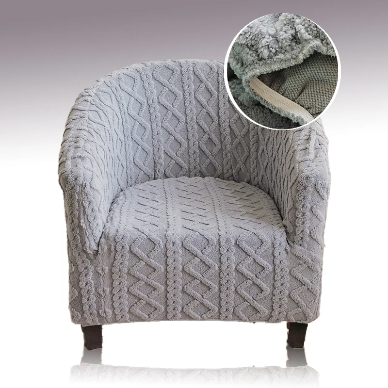 

Grey Warm Thicken Club Chair Sofa Cover Jacquard Candy Colors 1 Seater Couch Covers for Sofas Living Room Bar Furniture Covers