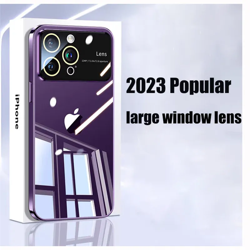 Luxury Tempered Glass Camera Protection Case with Plating Transparent Acrylic Design
