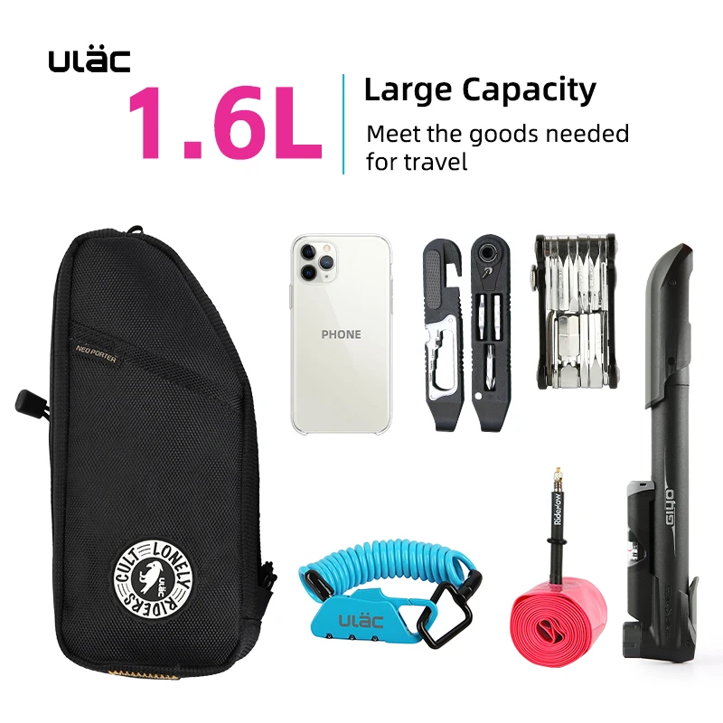 ULAC Multi-color Bicycle Bag 1.2/1.6L MTB Road Bike Ultralight Waterproof Cycling Frame Pannier Bag With Inside Pocket