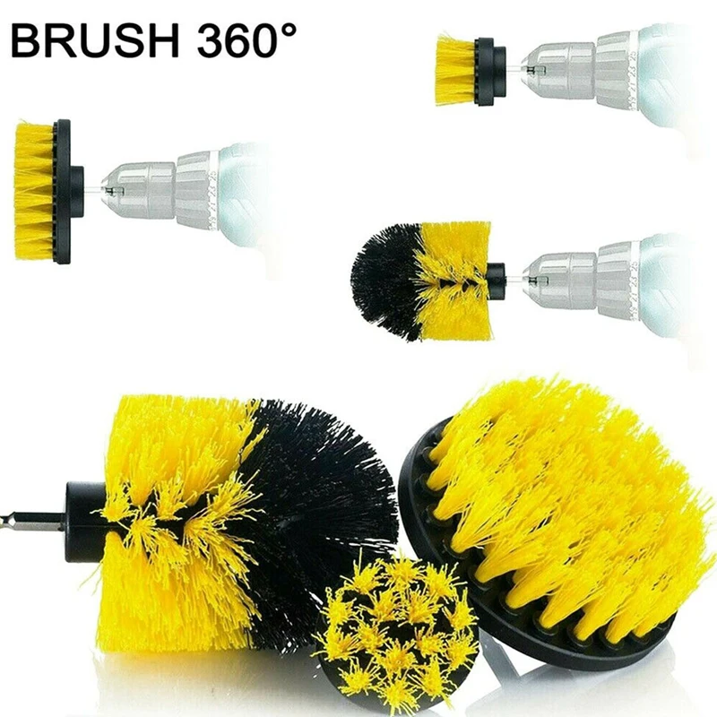 Drill Brushes Set 3pcs Tile Grout Power Scrubber Cleaner Spin Tub