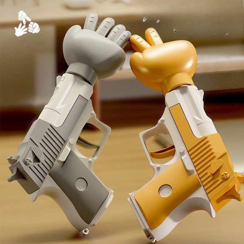 Viral Rock Paper Scissors Shooter Gun - Interactive Tabletop Game with 3-in-1 Action Buttons, Stress Relief Toy