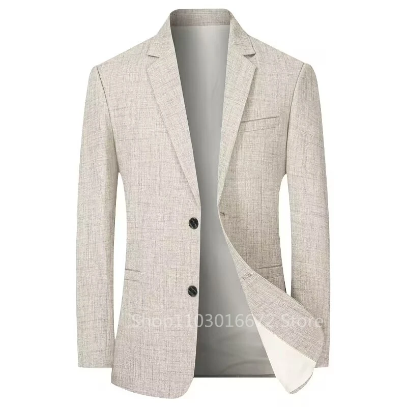 Men Suits Jackets Beige/Blue Men Suit Linen Blazers Jackets Business Casual Suit Designer Coats New Spring Summer Formal Wear Slim Fit Blazers